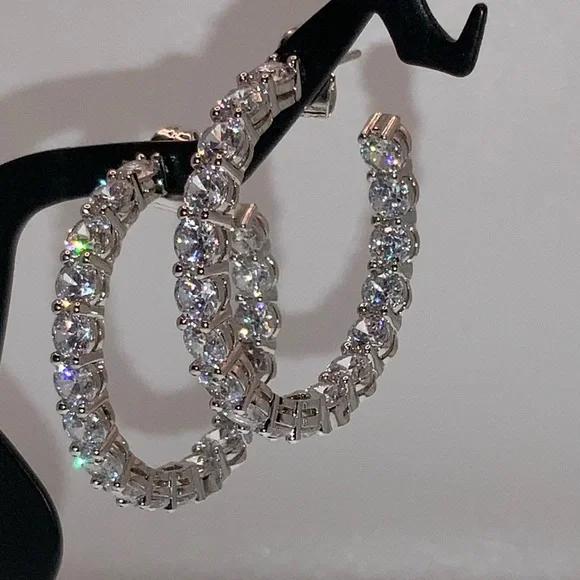 4ct Inside-Out Hoop Earrings - Picture 3 of 11